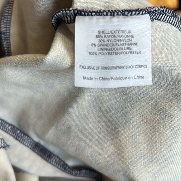 Tory Burch Calico Floral V neck Dress Navy Blue Red Cap Sleeve Stretch Size XS - Picture 10 of 11